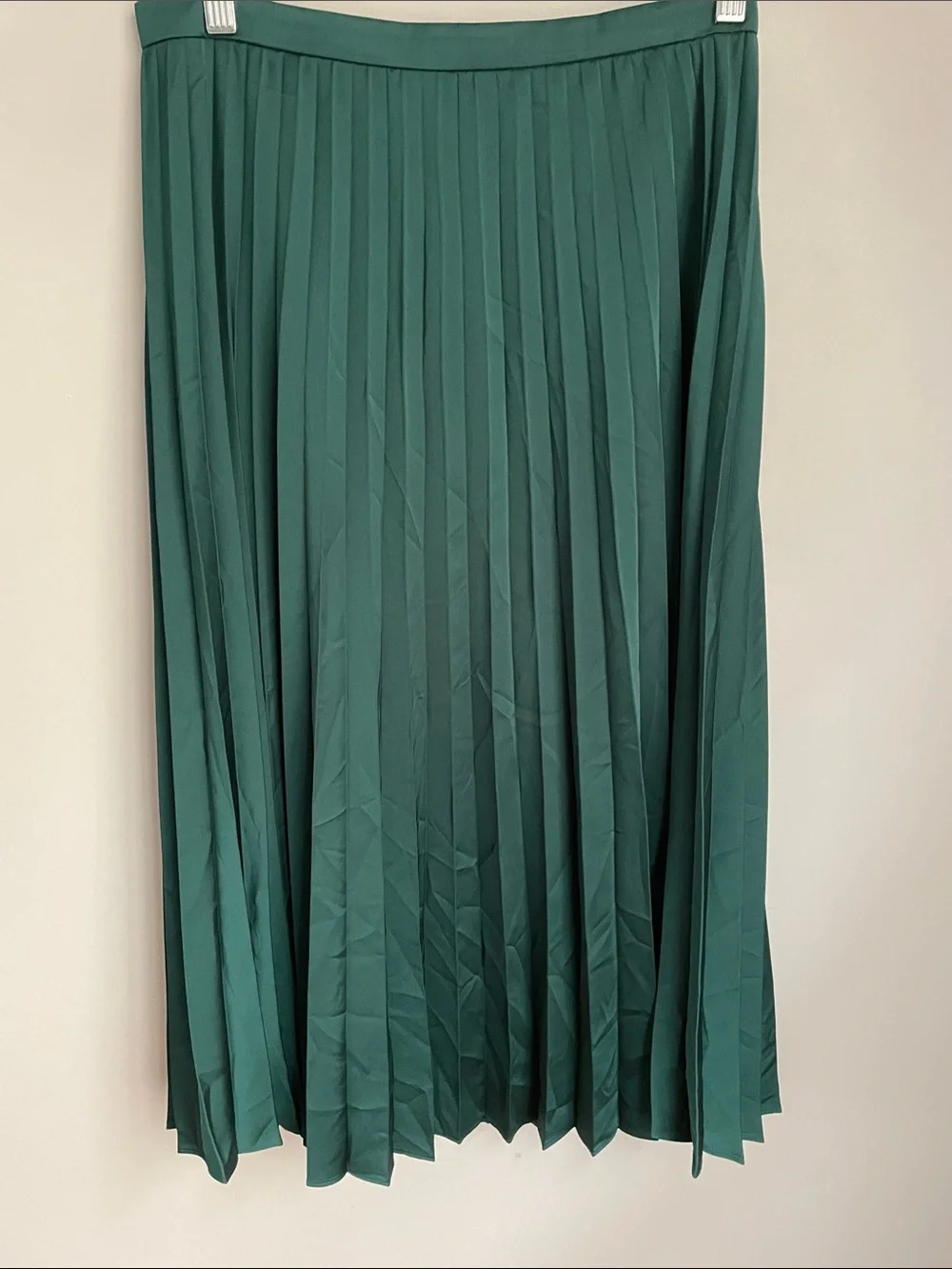 New J.Crew Emerald Green Accordion Pleated Midi Skirt Size 2